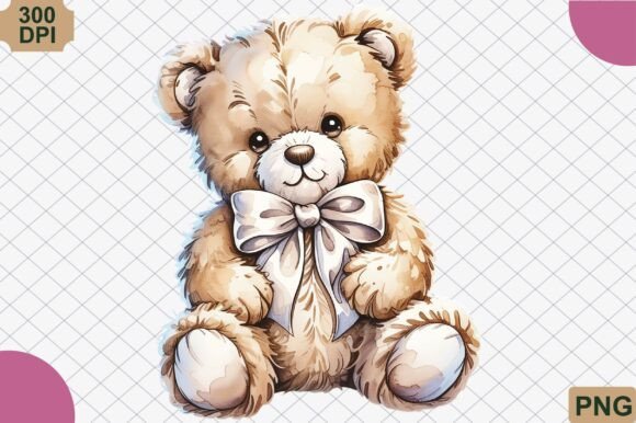 A Cute Teddy Bear with a Bow PNG for Creators