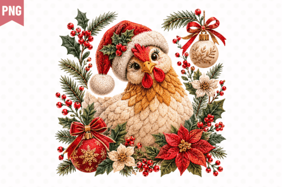 Christmas Chicken Faux Yarn PNG Design: A Festive Twist for Sublimation and Crafts