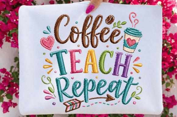 Coffee Teach Repeat Teacher PNG Design Guide