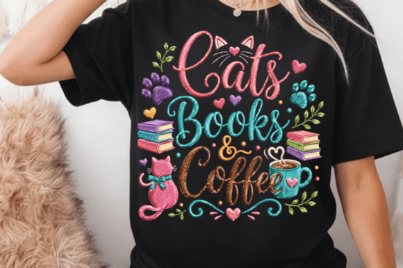 Designing the Cozy Aesthetic: Leveraging the Cats Books Coffee Lover Cute PNG for Modern Creative Projects