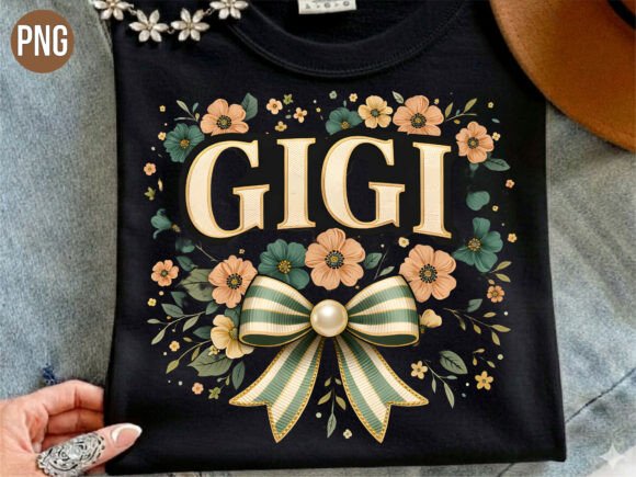 Elevating Sentimental Design with the Gigi Floral Bow Mother Grandmother PNG