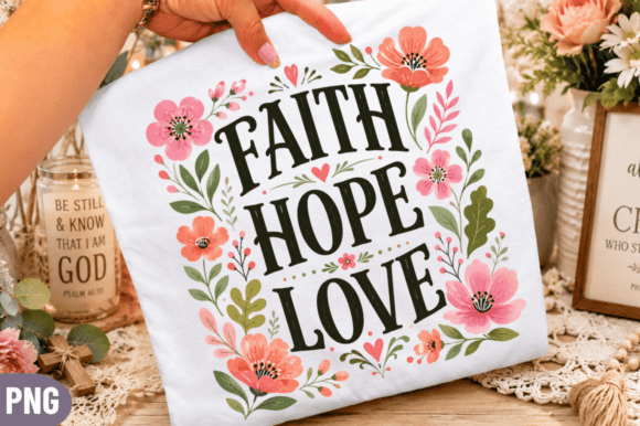 Faith Hope Love Floral PNG for Creative Projects