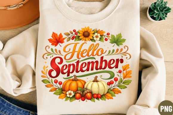 Hello September PNG: A Crisp Design for Fall Crafts