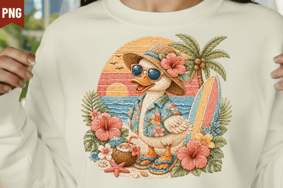Tropical Faux Yarn Duck Beach Paradise Design