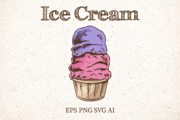 Vintage Double Scoop Ice Cream Clipart: Elevating Design with Nostalgic Charm