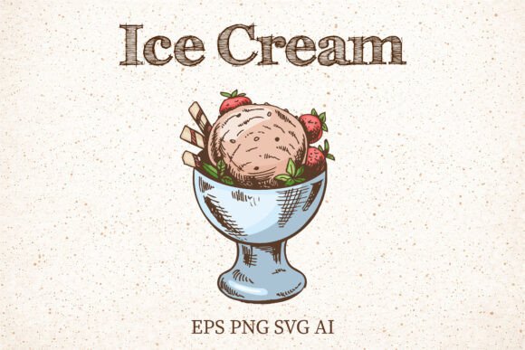 Vintage Strawberry Sundae Clipart